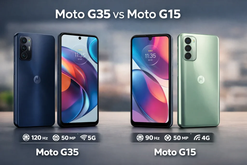 Comparação entre Moto G35 e G15